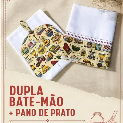 Kit 2 peças - Pano de prato e bate mão 6 - artesanato de Djulik