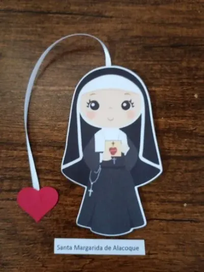 Marcador de Página 08 cm - Santa Margarida de Alacoque N - artesanato de Emejhu Personalizados