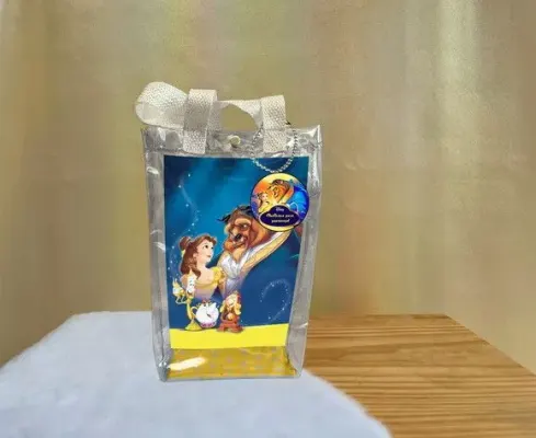 Sacola Transparente Bela e a Fera Personalizado - artesanato de Artmanha Lembrancinhas