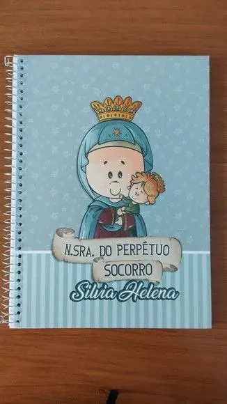 Caderno Capa Dura 1/4 (pequeno) Espiral 48fls - N S P Socorr - artesanato de Emejhu Personalizados