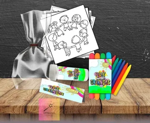Kit Massinha + Giz + Bolha Dia das Criancas Personalizado - artesanato de Artmanha Lembrancinhas