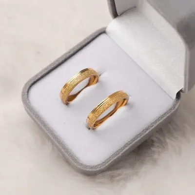 Par Alianças Noivado México 4mm Banhada + Anel Solitário - artesanato de TM JOIAS