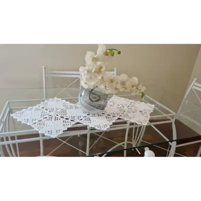 Caminho de Mesa Squares Crochê - Branco - artesanato de Mari Crochê feito com carinho!
