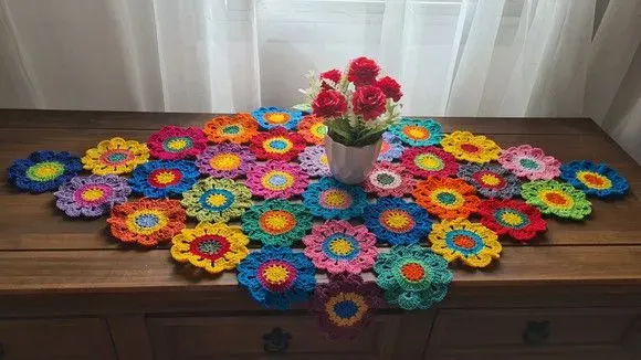 Centro de Mesa em Crochê Flor Japonesa - artesanato de Mari Crochê feito com carinho!