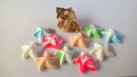 100 mini aplique laços,convite garrafa estrelas do mar - artesanato de ilha arte mar