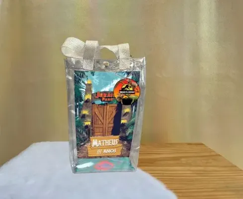 Sacola Transparente Jurassic Park Personalizado - artesanato de Artmanha Lembrancinhas