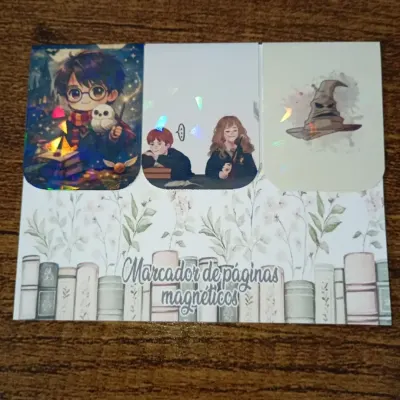 Marcador de Página Magnético Trio 1 - "Harry Potter" - artesanato de Emejhu Personalizados