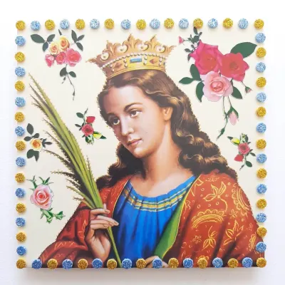 Quadrinho de azulejo Santa Catarina - artesanato de Estudio Bananeira