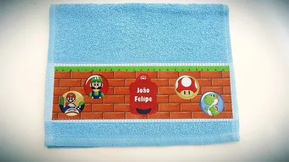 Toalha de mão personalizada Super Mário - artesanato de Innovare Studio