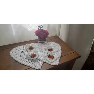 Souplast Coração Romântico (02 Pessoas) - artesanato de Mari Crochê feito com carinho!