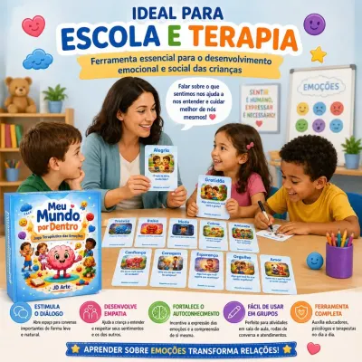 Cartas das Emoções Infantil Terapêutico 45 Cartas Educativas JD Arte - artesanato de JD Arte