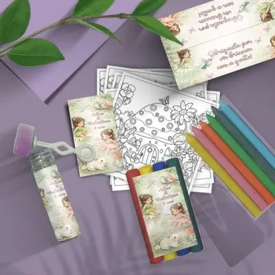 Kit Massinha + Giz + Bolha - Fadas Personalizado - artesanato de Mi Papelaria Criativa