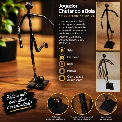 estatua de um jogador bom de bola - artesanato de AmorimArteferro