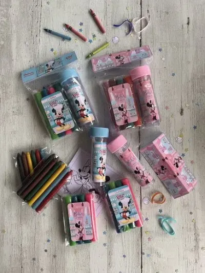 Kit Massinha + Giz + Bolha - Mickey e Minnie Personalizado - artesanato de Mi Papelaria Criativa
