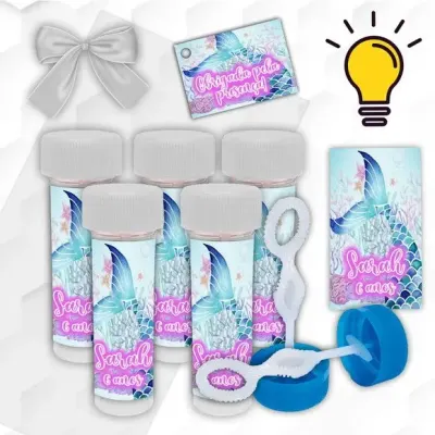 Bolinha de Sabão Sereia Personalizada - artesanato de Mi Papelaria Criativa