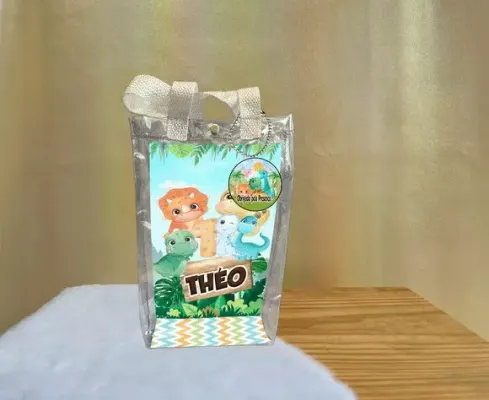 Sacola Transparente Dino Baby Personalizado - artesanato de Artmanha Lembrancinhas