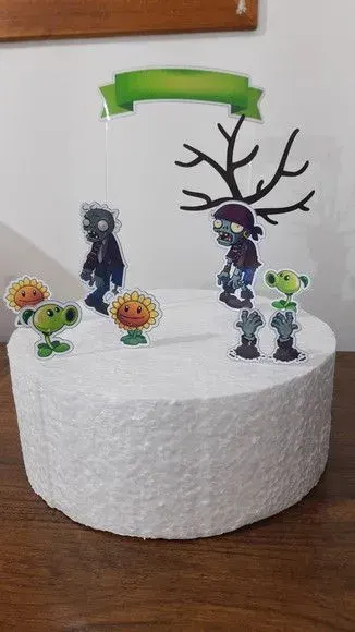 Topo de Bolo Plants Vs Zombies - Simples - artesanato de Emejhu Personalizados