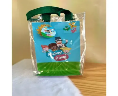 Sacola Transparente Mundo Bita Personalizado - artesanato de Artmanha Lembrancinhas