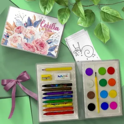 Estojo de Pintura - Floral Personalizado - artesanato de Mi Papelaria Criativa