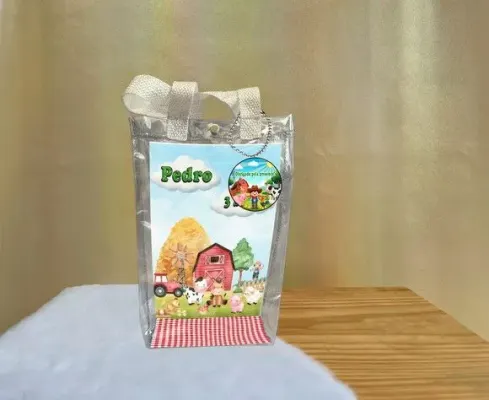 Sacola Transparente Fazendinha Personalizado - artesanato de Artmanha Lembrancinhas
