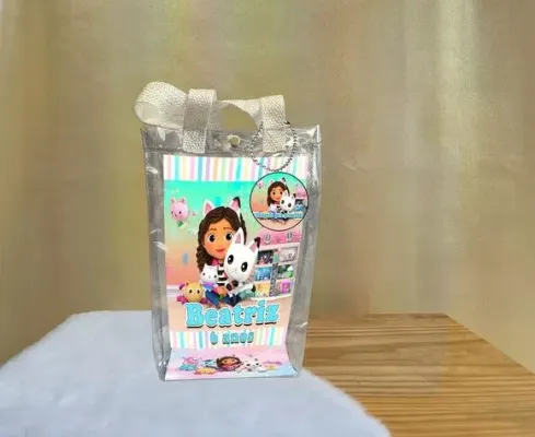 Sacola Transparente Casa Magica da Gabby Personalizado - artesanato de Artmanha Lembrancinhas