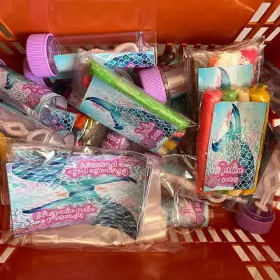 Kit Massinha + Giz + Bolha Calda de Sereia Personalizado - artesanato de Mi Papelaria Criativa