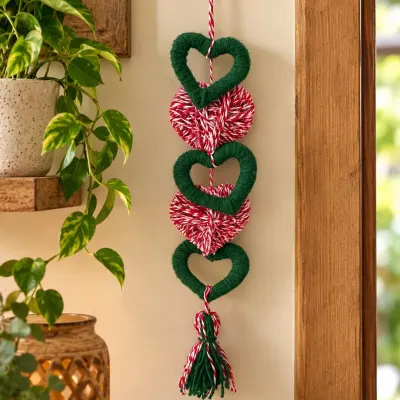 Pendente corações de Natal - artesanato de Podentrar