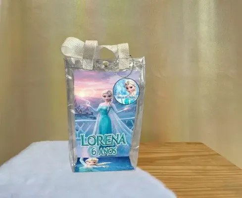 Sacola Transparente Elsa Personalizado - artesanato de Artmanha Lembrancinhas