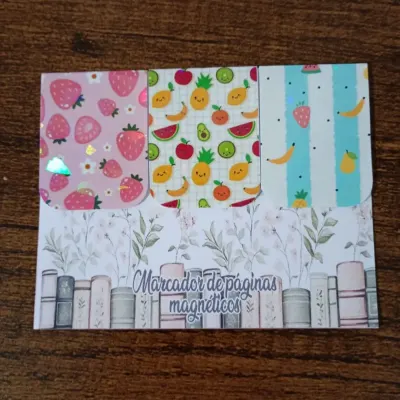 Marcador de Página Magnético Trio 3 - "Frutinhas" - artesanato de Emejhu Personalizados