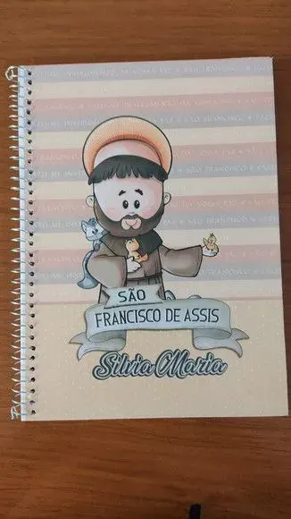 Caderno Capa Dura Grande Espiral 80fls - São Francisco - artesanato de Emejhu Personalizados