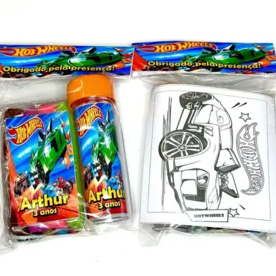 Kit Massinha + Giz + Bolha Hotwheels Personalizado - artesanato de Mi Papelaria Criativa
