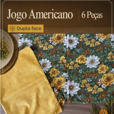 Jogo americano - 6 peças dupla face 2 - artesanato de Djulik
