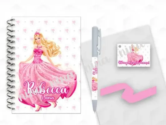 Bloquinho Grande com Caneta Barbie Personalizada - artesanato de creativitybynina