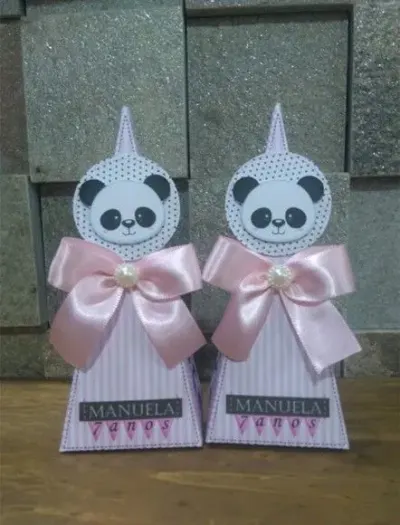 Caixa cone Panda - artesanato de Fina Essência Papelaria Personalizada