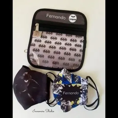 Case porta máscaras dupla face - Batman - artesanato de Innovare Studio