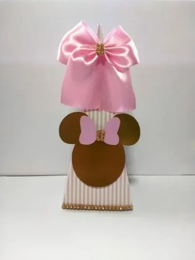 Caixa Cone Minnie Rosa - artesanato de Fina Essência Papelaria Personalizada