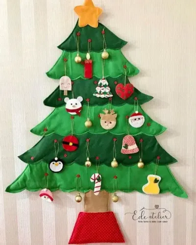 Árvore de natal em feltro para crianças 80cm - artesanato de edeatelier