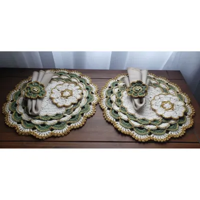 Kit Sousplat em Crochê Luxo Turco 02 Pessoas - artesanato de Mari Crochê feito com carinho!