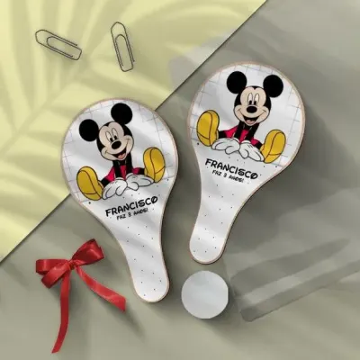 Raquete Ping Pong - Mickey Personalizada - artesanato de Mi Papelaria Criativa