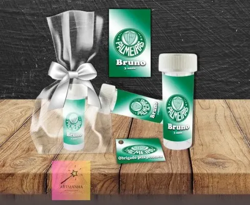 Bolha de Sabão Palmeiras Personalizada - artesanato de Artmanha Lembrancinhas