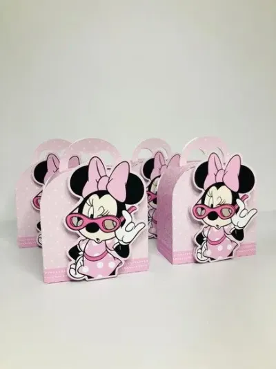 Caixa Mini Maleta Minnie - artesanato de Fina Essência Papelaria Personalizada