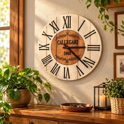 🕰️ Relógio de Parede Rústico em Madeira – 40 cm (modelo 2) - artesanato de HRC Madeiras
