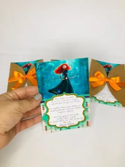 Convite Mérida, Princesa Valente - artesanato de Fina Essência Papelaria Personalizada