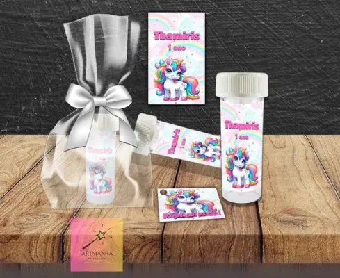 Bolha de Sabão Unicórnio Personalizada - artesanato de Artmanha Lembrancinhas