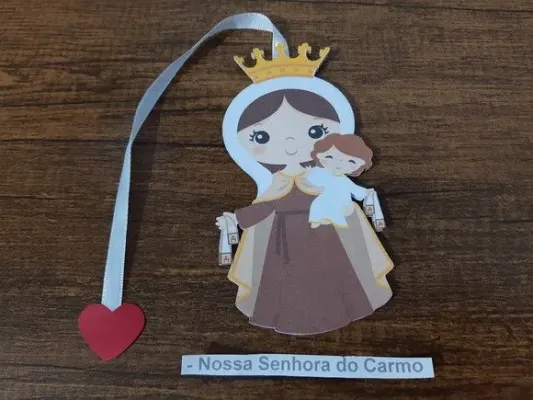 Marcador de Página 10 cm - Nossa Senhora do Carmo - artesanato de Emejhu Personalizados