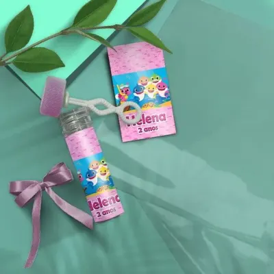 Bolha de Sabão - Baby Shark Personalizado - artesanato de Mi Papelaria Criativa