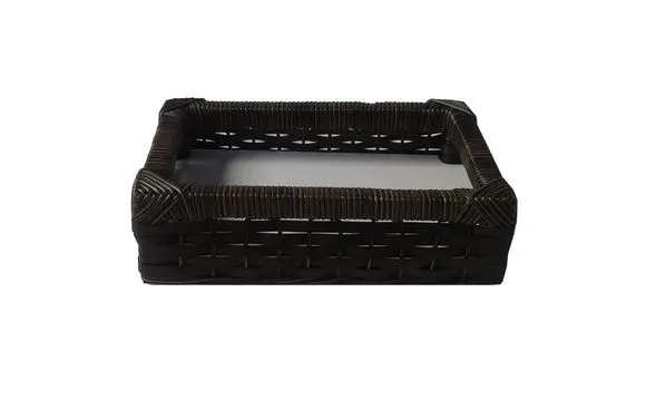 Bandeja Vime Sintético Argila 35x25x08 - artesanato de Mundo Urbano