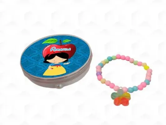 Latinha + Pulseira Branca de Neve Cute Personalizada - artesanato de creativitybynina