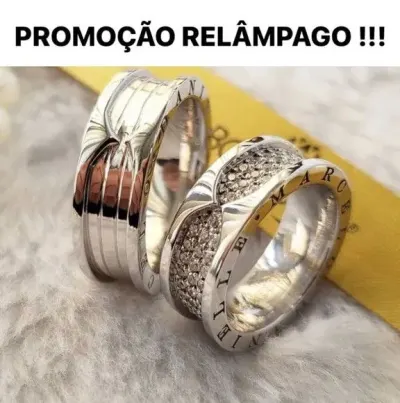 Alianças de Namoro Italiana Prata 950 8mm + Anel Solitário - artesanato de TM JOIAS