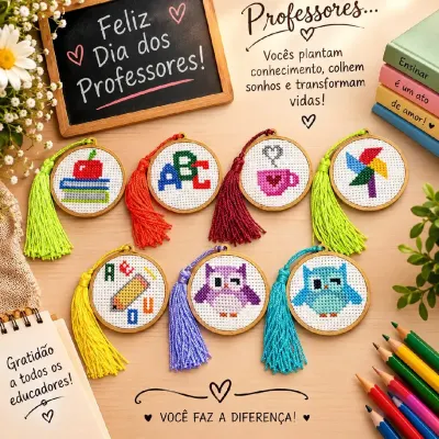 Chaveiro dia dos professores - artesanato de Cris Arts